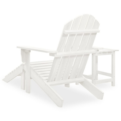 vidaXL Patio Adirondack Chair with Ottoman&Table Solid Fir Wood White