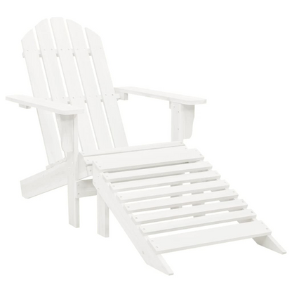 vidaXL Patio Adirondack Chair with Ottoman&Table Solid Fir Wood White