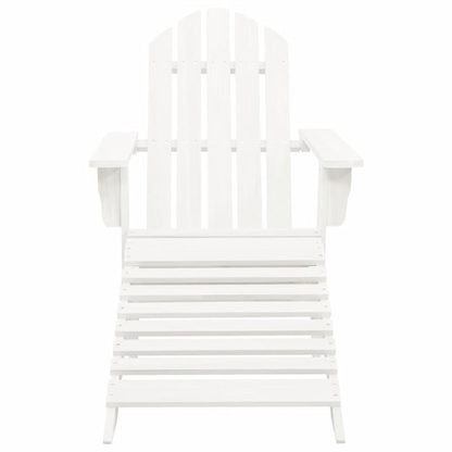 vidaXL Patio Adirondack Chair with Ottoman&Table Solid Fir Wood White
