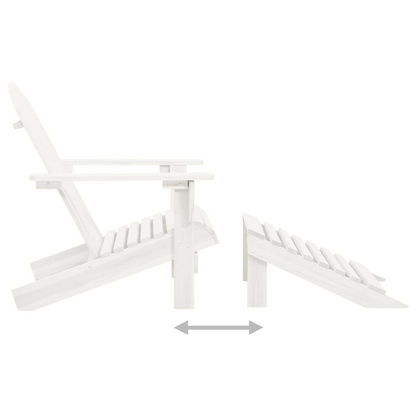 vidaXL Patio Adirondack Chair with Ottoman&Table Solid Fir Wood White