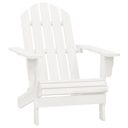vidaXL Patio Adirondack Chair with Ottoman&Table Solid Fir Wood White