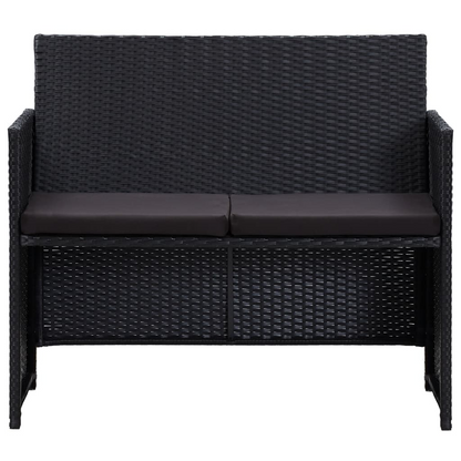 vidaXL 4 Piece Patio Lounge Set with Cushions Poly Rattan Black