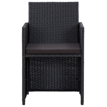 vidaXL 4 Piece Patio Lounge Set with Cushions Poly Rattan Black