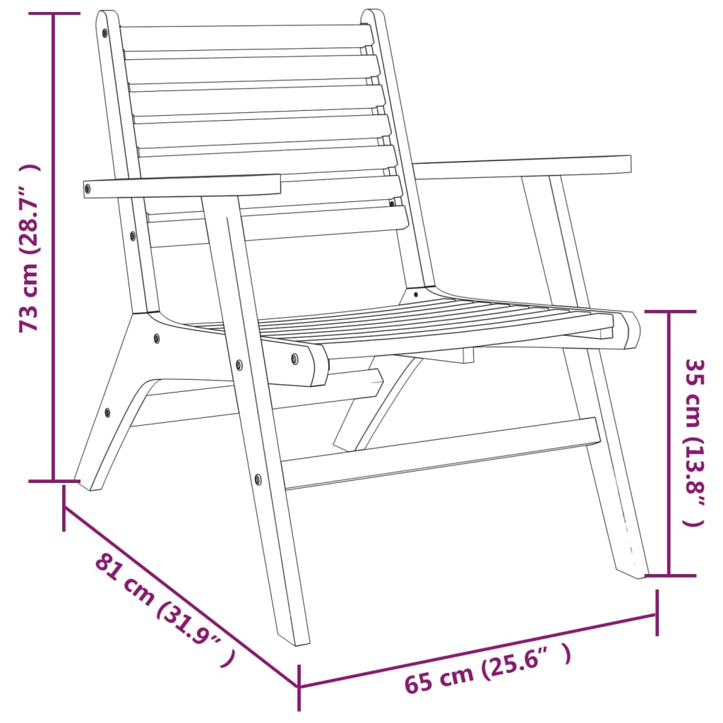 vidaXL Patio Chairs 2 pcs Solid Acacia Wood