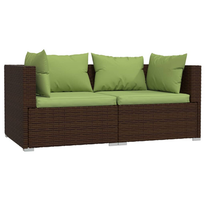 vidaXL Patio Loveseat with Cushions Brown Poly Rattan