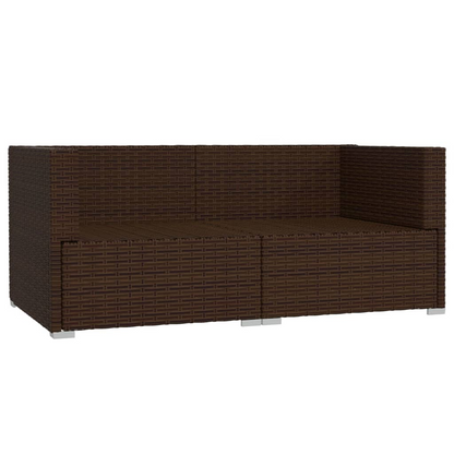 vidaXL Patio Loveseat with Cushions Brown Poly Rattan