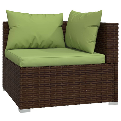 vidaXL Patio Loveseat with Cushions Brown Poly Rattan