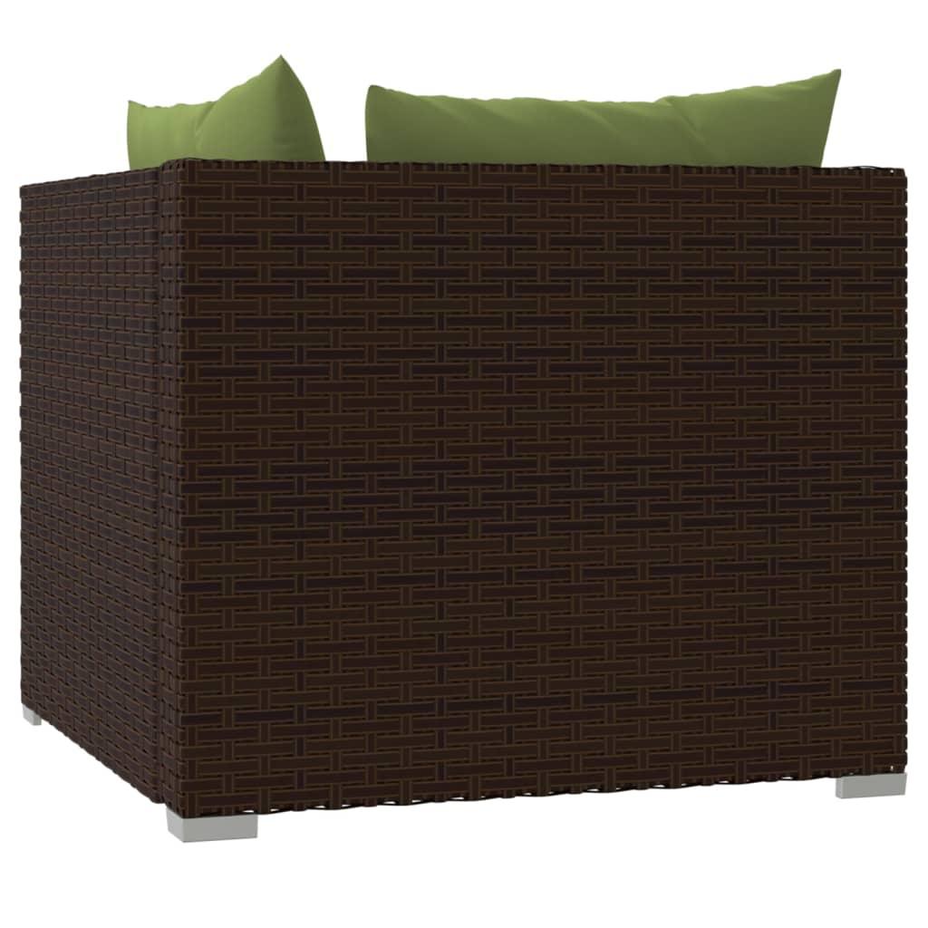 vidaXL Patio Loveseat with Cushions Brown Poly Rattan