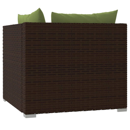 vidaXL Patio Loveseat with Cushions Brown Poly Rattan