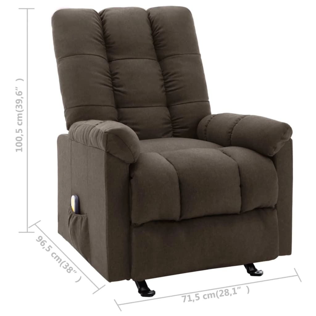 vidaXL Recliner Dark Brown Fabric
