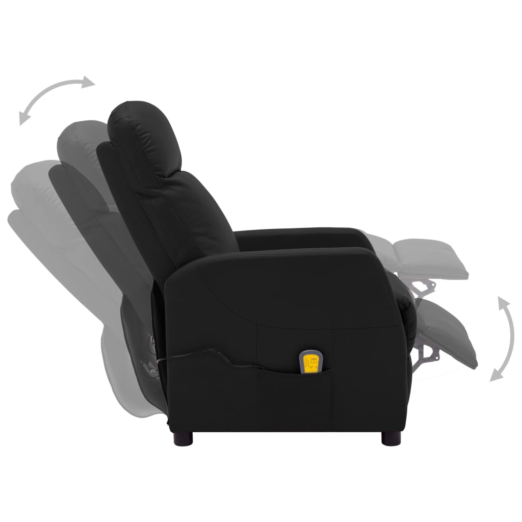 vidaXL Massage Reclining Chair Black Faux Leather