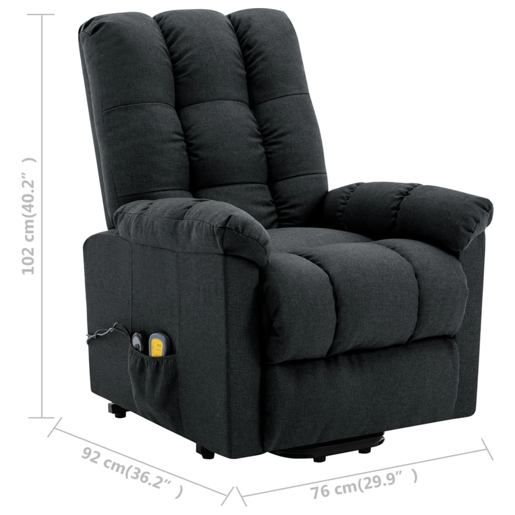 vidaXL Power Lift Massage Recliner Dark Gray Fabric