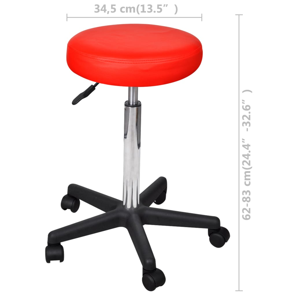 vidaXL Office Stool Red Faux Leather