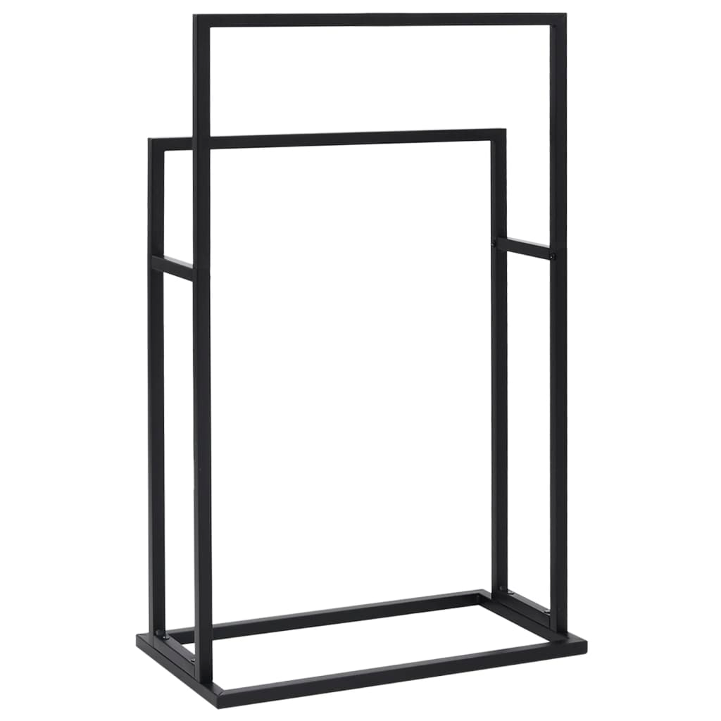 vidaXL Freestanding Towel Rack Black 18.9"x9.4"x30.9" Iron