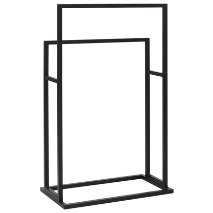 vidaXL Freestanding Towel Rack Black 18.9"x9.4"x30.9" Iron