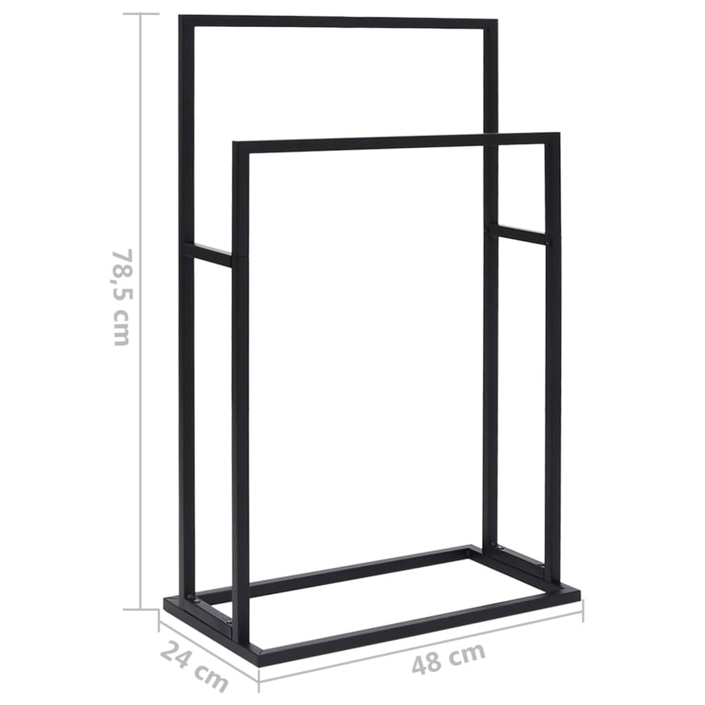 vidaXL Freestanding Towel Rack Black 18.9"x9.4"x30.9" Iron