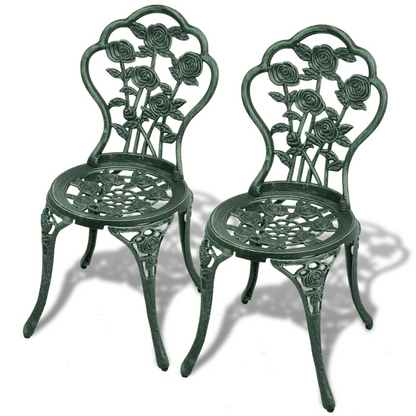 vidaXL 3 Piece Bistro Set Cast Aluminum Green