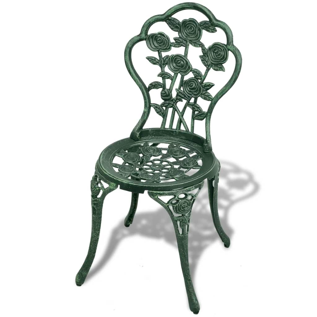 vidaXL 3 Piece Bistro Set Cast Aluminum Green
