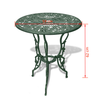 vidaXL 3 Piece Bistro Set Cast Aluminum Green