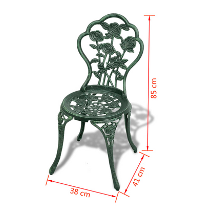 vidaXL 3 Piece Bistro Set Cast Aluminum Green