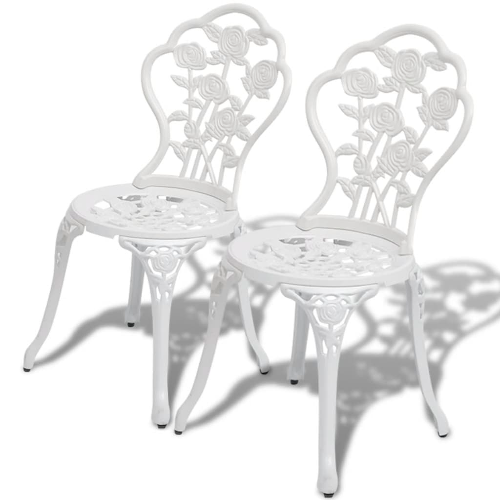 vidaXL 3 Piece Bistro Set Cast Aluminum White