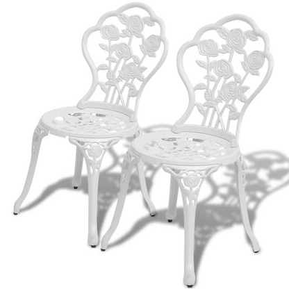 vidaXL 3 Piece Bistro Set Cast Aluminum White