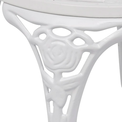 vidaXL 3 Piece Bistro Set Cast Aluminum White