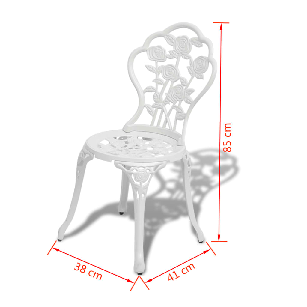 vidaXL 3 Piece Bistro Set Cast Aluminum White