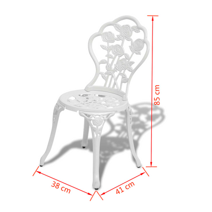 vidaXL 3 Piece Bistro Set Cast Aluminum White