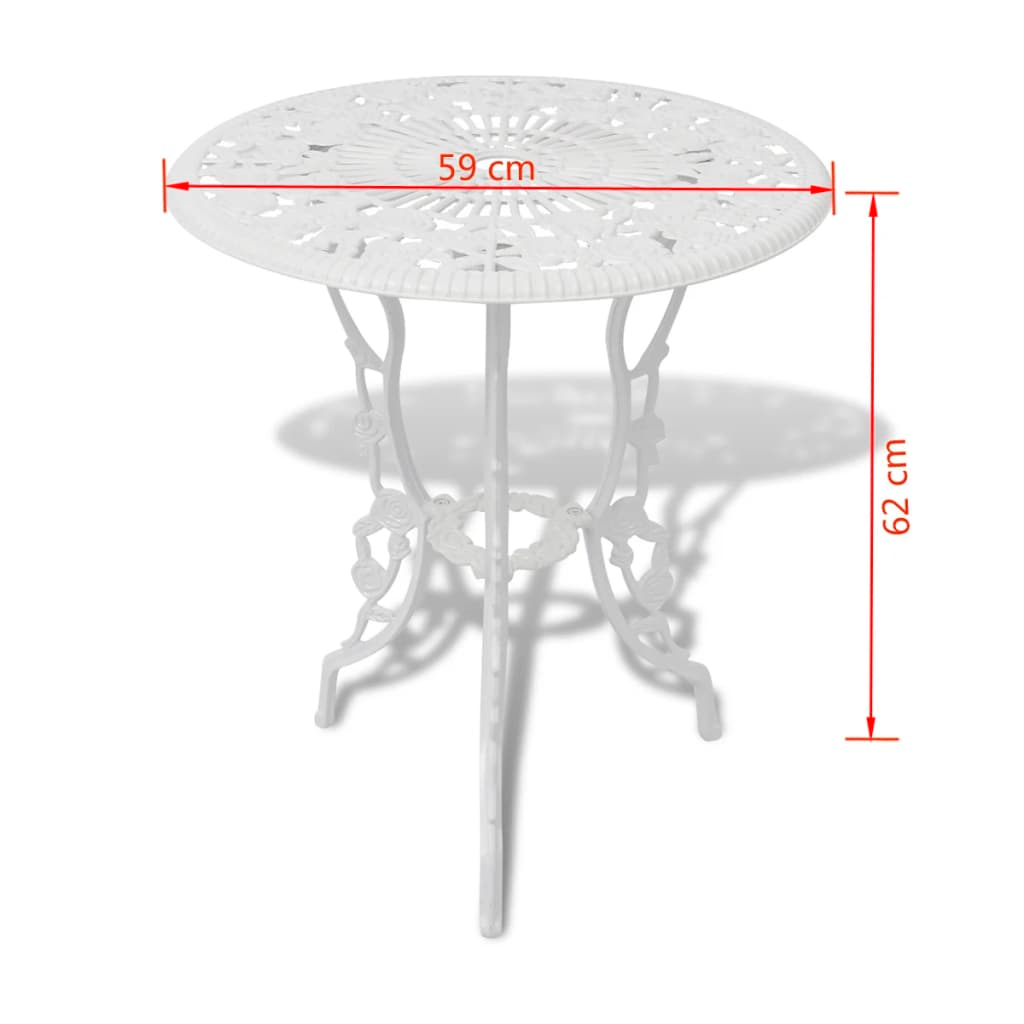 vidaXL 3 Piece Bistro Set Cast Aluminum White