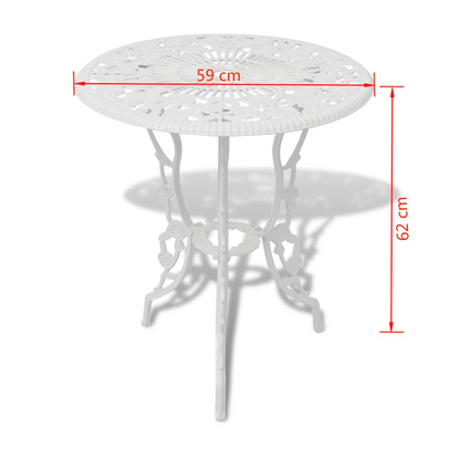vidaXL 3 Piece Bistro Set Cast Aluminum White
