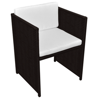 vidaXL 3 Piece Bistro Set with Cushions Poly Rattan Brown