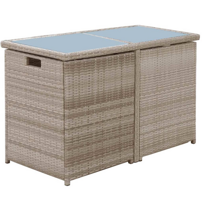 vidaXL 3 Piece Bistro Set with Cushions Poly Rattan Beige