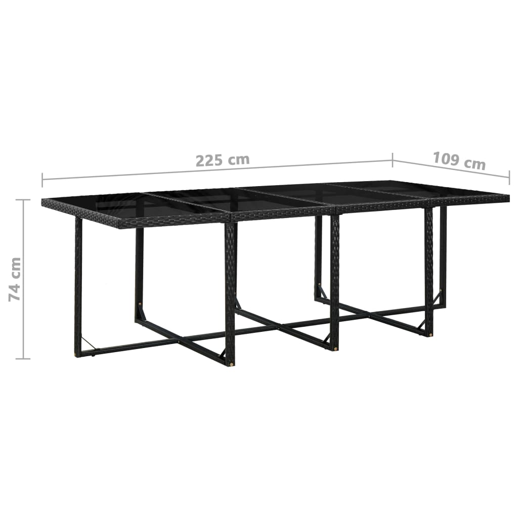 vidaXL 13 Piece Patio Dining Set with Cushions Poly Rattan Black