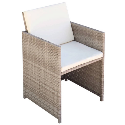 vidaXL 9 Piece Patio Dining Set with Cushions Poly Rattan Beige