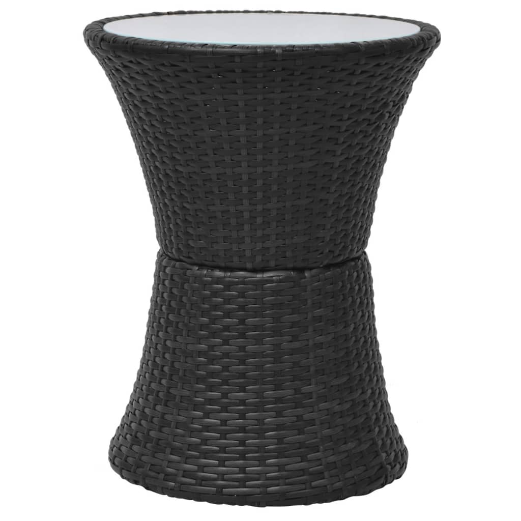 vidaXL 3 Piece Bistro Set with Cushions Poly Rattan Black