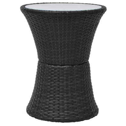vidaXL 3 Piece Bistro Set with Cushions Poly Rattan Black