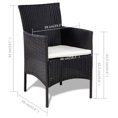 vidaXL 4 Piece Patio Lounge Set with Cushions Poly Rattan Black