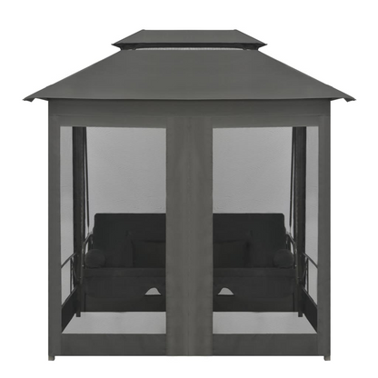 vidaXL Outdoor Convertible Swing Bench with Canopy Anthracite 86.6"x63"x94.5" Steel