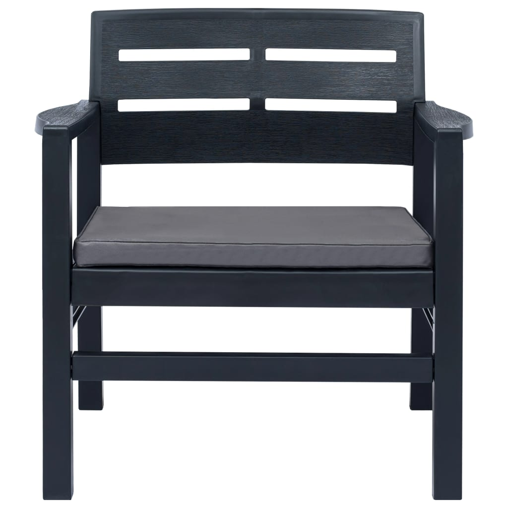 vidaXL 3 Piece Patio Lounge Set Plastic Anthracite