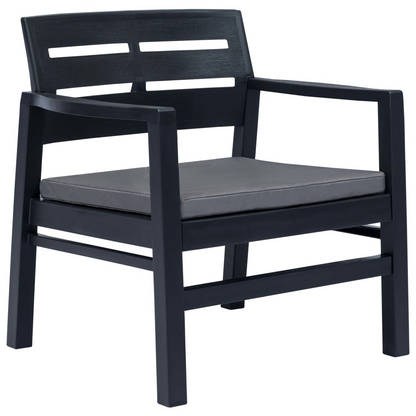 vidaXL 3 Piece Patio Lounge Set Plastic Anthracite