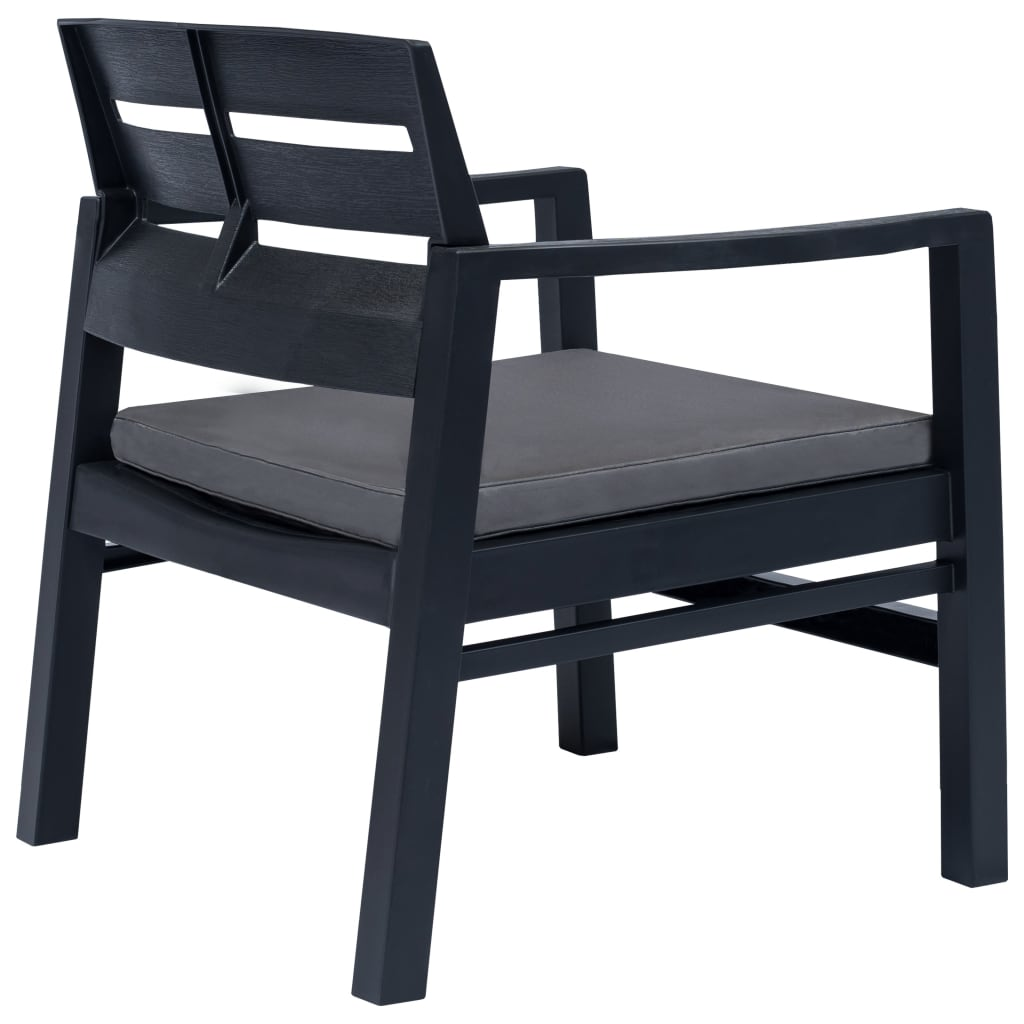 vidaXL 3 Piece Patio Lounge Set Plastic Anthracite