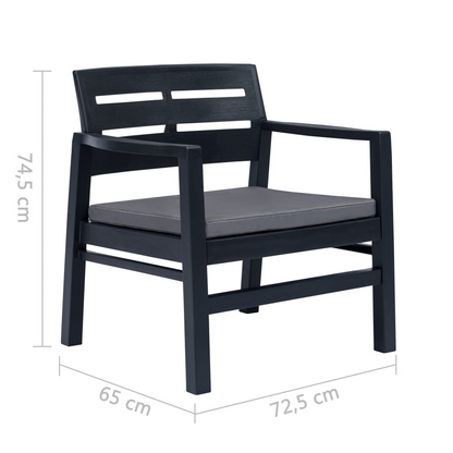 vidaXL 3 Piece Patio Lounge Set Plastic Anthracite