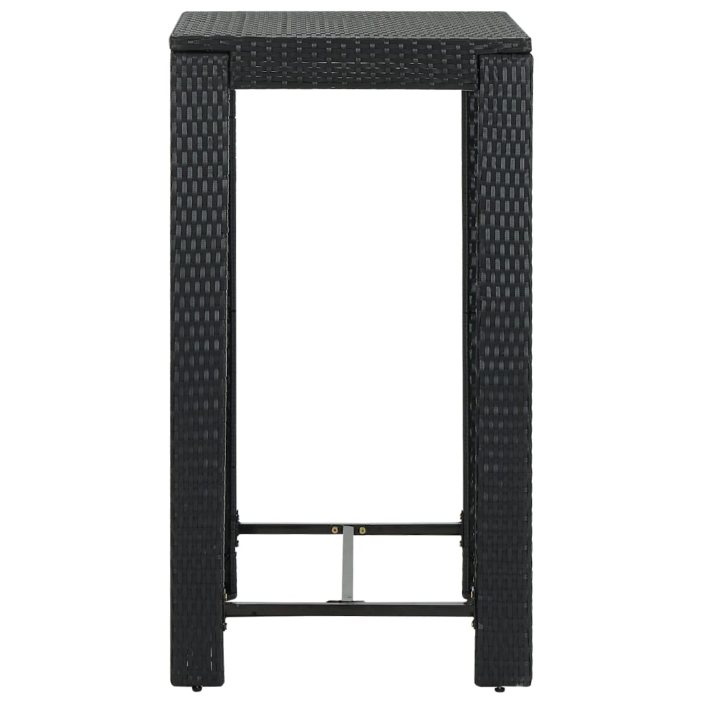 vidaXL Patio Bar Table Black 23.8"x23.8"x43.5" Poly Rattan