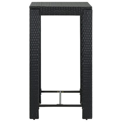 vidaXL Patio Bar Table Black 23.8"x23.8"x43.5" Poly Rattan