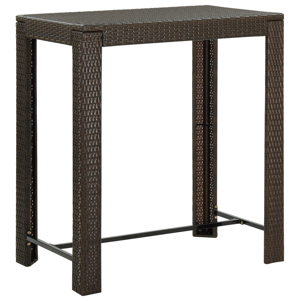 vidaXL Patio Bar Table Brown 39.4"x23.8"x43.5" Poly Rattan