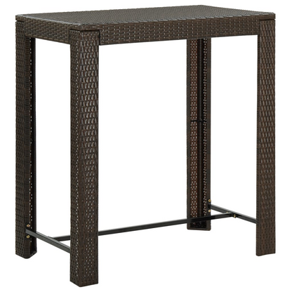 vidaXL Patio Bar Table Brown 39.4"x23.8"x43.5" Poly Rattan