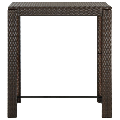 vidaXL Patio Bar Table Brown 39.4"x23.8"x43.5" Poly Rattan