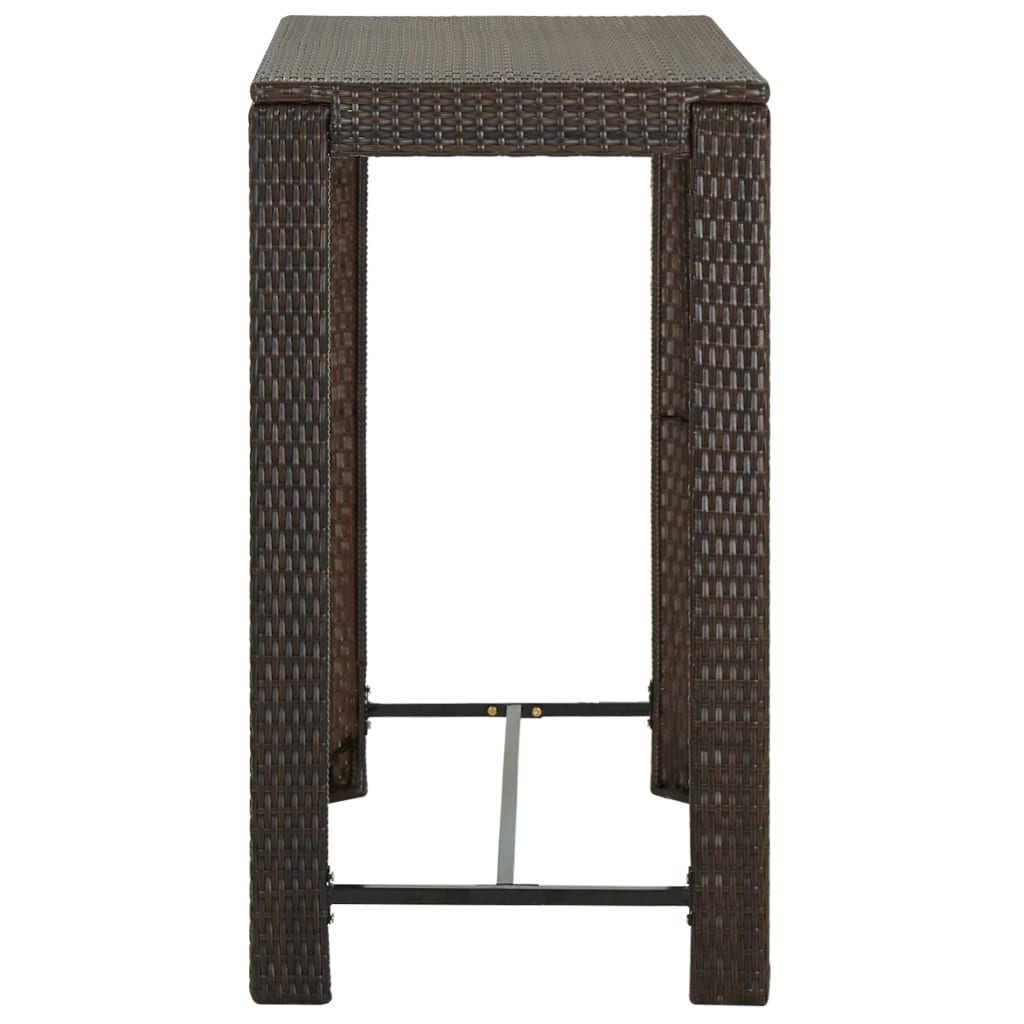 vidaXL Patio Bar Table Brown 39.4"x23.8"x43.5" Poly Rattan