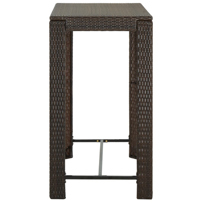 vidaXL Patio Bar Table Brown 39.4"x23.8"x43.5" Poly Rattan